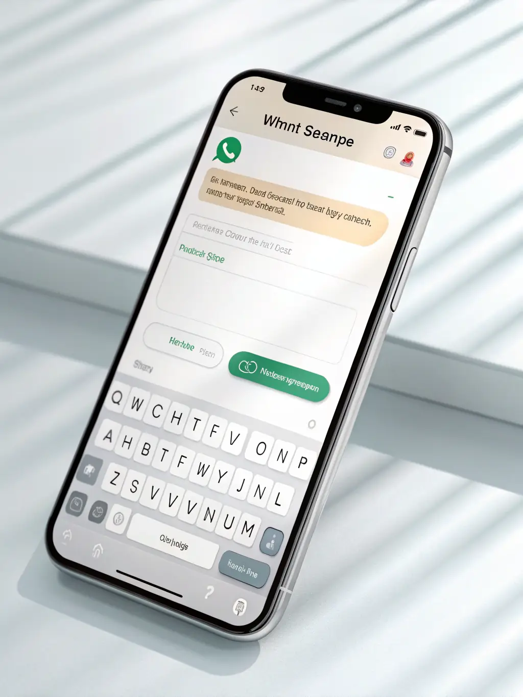 A screenshot of WhatsApp Web interface showing a text message being sent, with a clear indication of the text input field and send button.